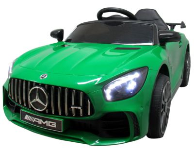 mamido Elektrické autíčko Mercedes GTR-S zelené, mäkké kolesá Eva, pohodlné sedátko s licenciou