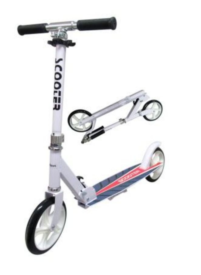 mamido  Veľká skladacia kolobežka H4 biela R-Sport s kolesami 200 mm do 100 kg