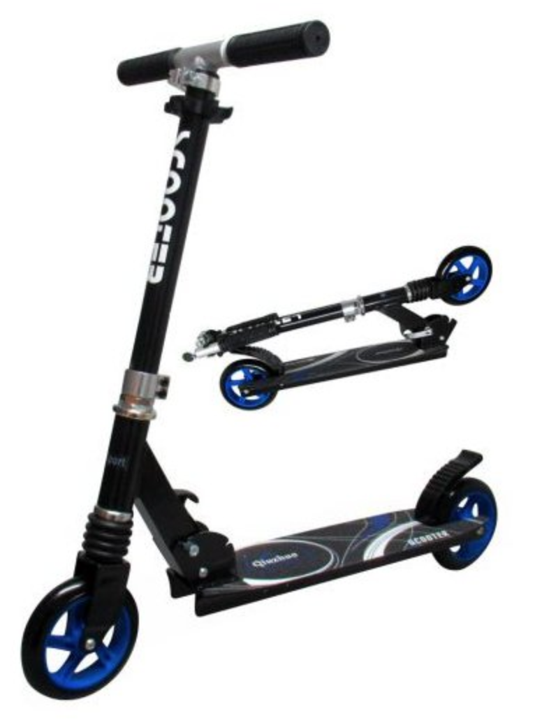 mamido Veľká skladacia kolobežka H7 R-Sport čierno-modrá, kolesá 145 mm, do 100 kg