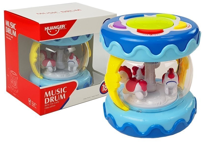 mamido  Detský bubienok s kolotočom a zvieracími zvukmi modrý