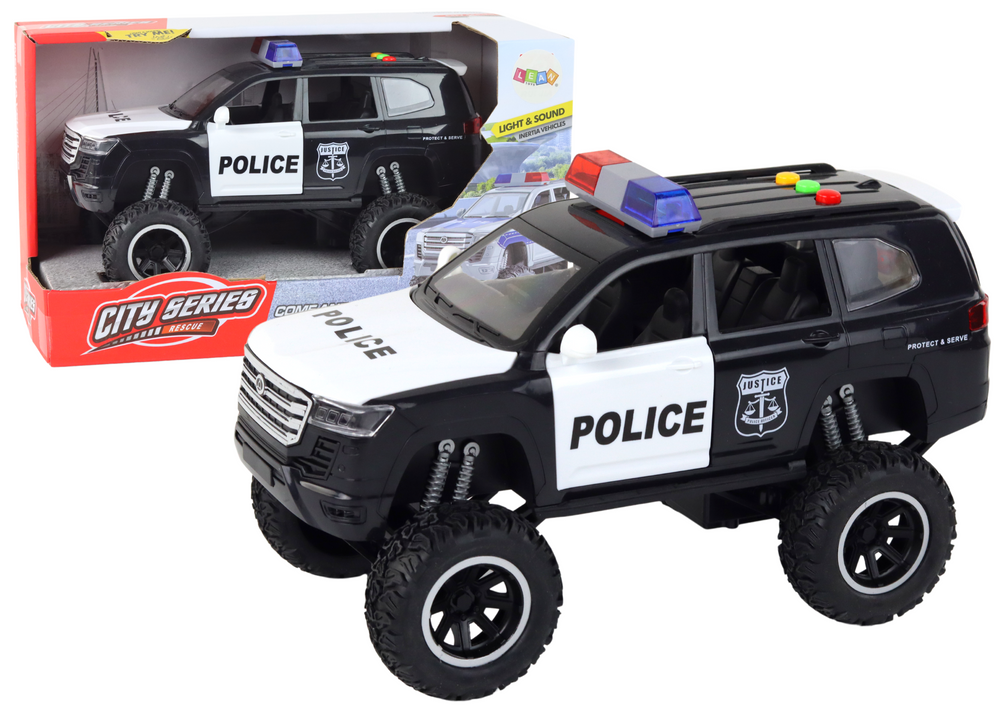 Terénne policajné autíčko Raptor s efektmi 1:14 čierne