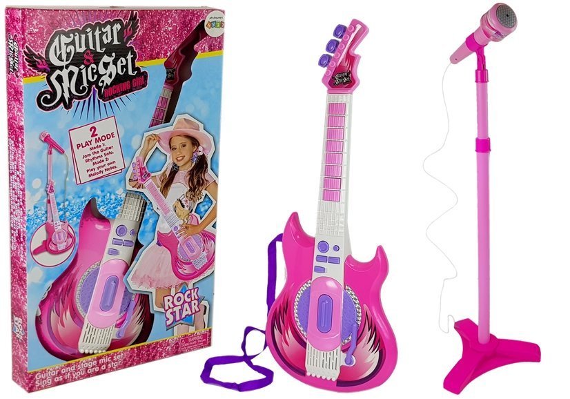 Gitara s mikrofónom rocková hviezda so zvukom