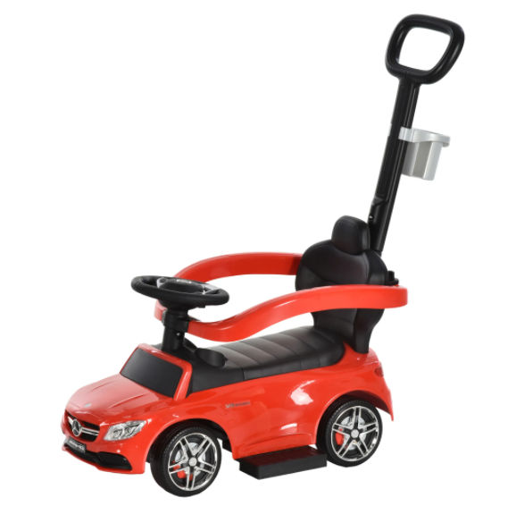 mamido  Jeździk tlačidlo chodič Mercedes 3v1, veľké červené auto pre deti