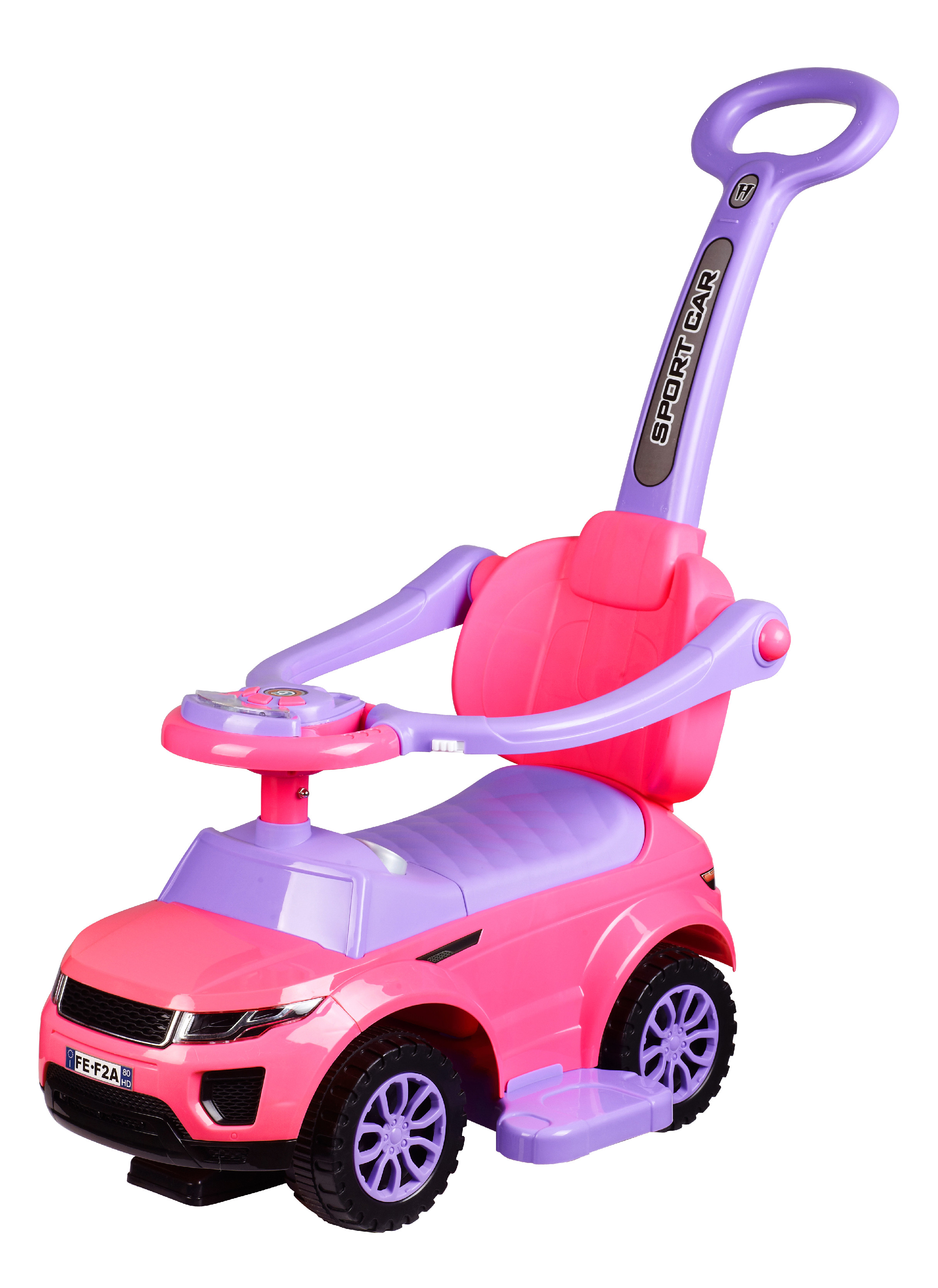 Odrážadlo Sport Car s vodiacou tyčou 3v1 ružové