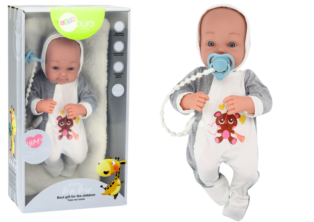 mamido Bábika Bobas v pyžamku s dekou a cumlíkom 35 cm