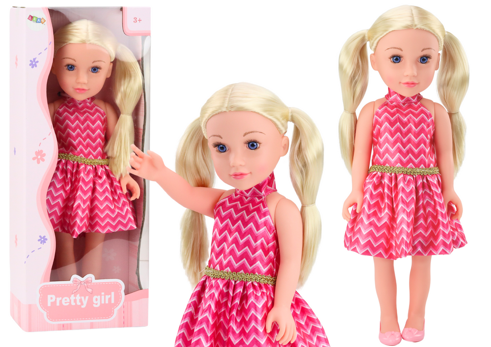 mamido Veľká bábika v ružových šatách s blond vlasmi 46 cm