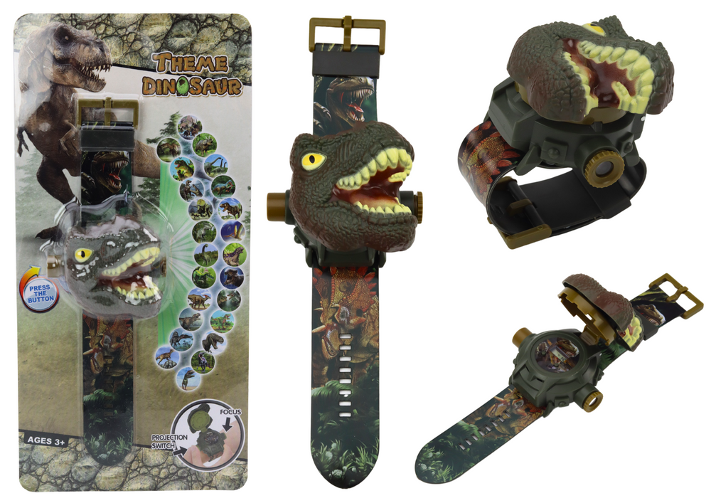 mamido 3D projektorové hodinky s dinosaurom T-Rex 22 cm x 6,5 cm x 4,5 cm
