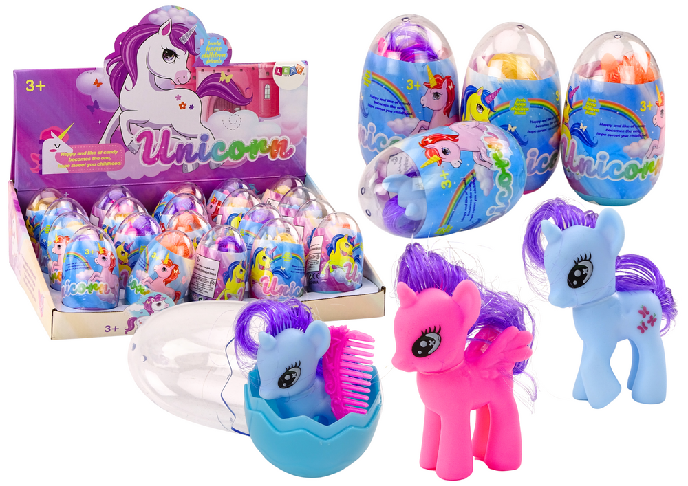 mamido  Farebná jednorožec figúrka v kúzelnom vajci s hrebeňom mix