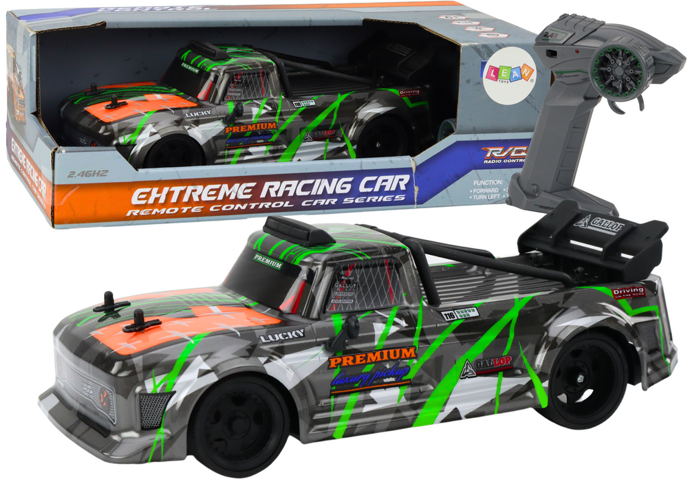 mamido Diaľkovo ovládané RC auto 1:16 gumové kolesá drift šedo-zelené