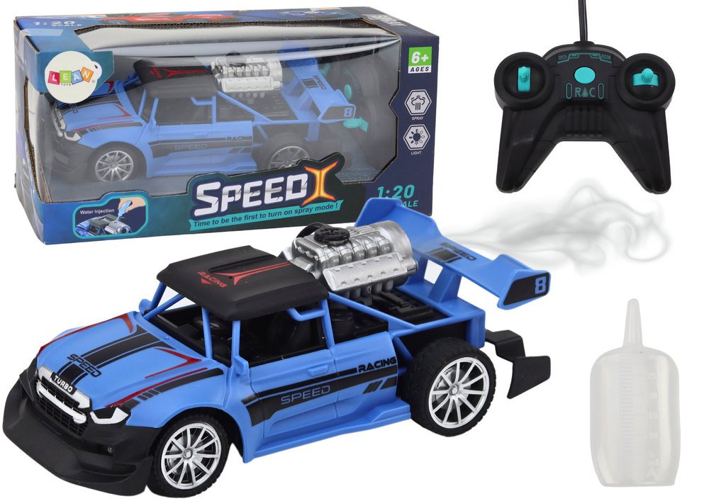 mamido Diaľkovo ovládané RC auto 1:20 s dymovým efektom a svetlami modré