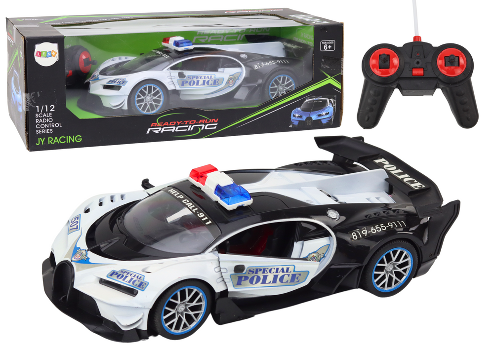mamido Diaľkovo ovládané RC policajné auto v mierke 1:12 biele