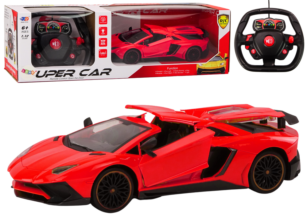 mamido Diaľkovo ovládané športové auto RC 1:12 s otváracími dverami červené