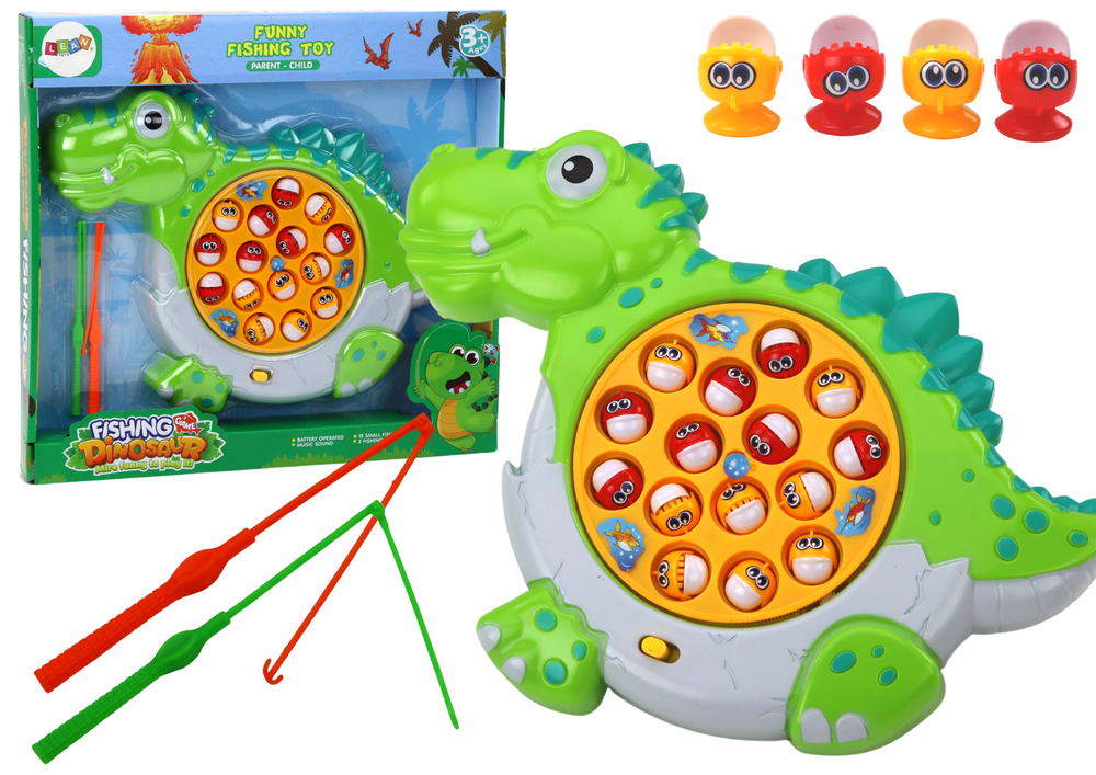 mamido Hra obratnosti chytanie rybičiek s doskou Dinosaurus zelený