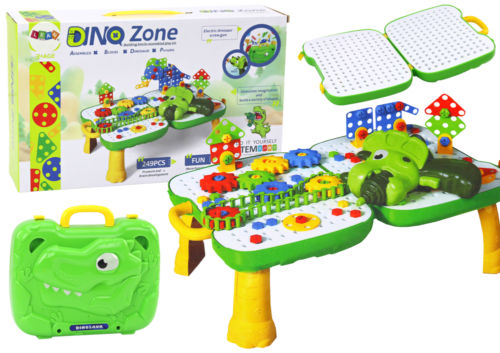 mamido Kreatívny kufrík DIY stavebnice dinosaurus s vŕtačkou 249 dielov
