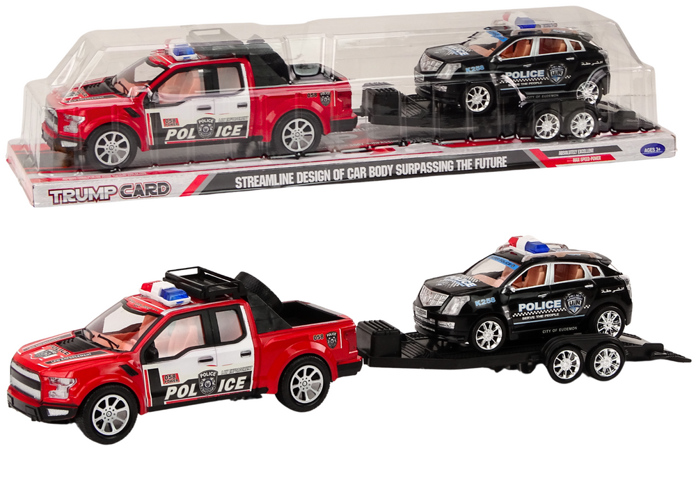 mamido  Policajný pickup s prívesom a terénnym autom - Set polície