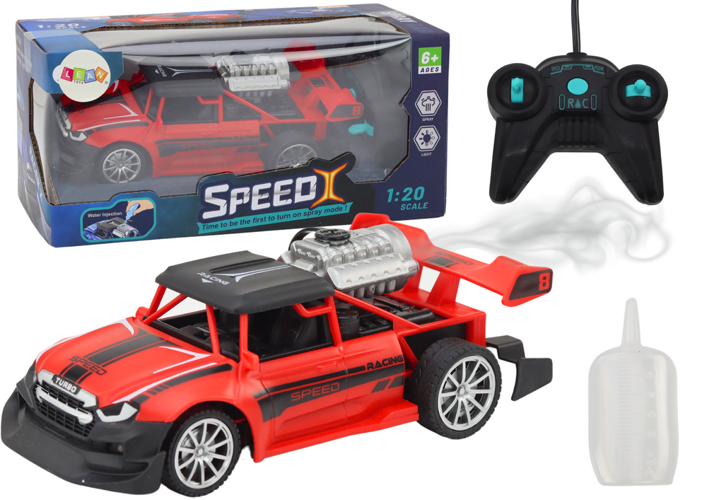 mamido RC auto na diaľkové ovládanie 1:20 s dymovým efektom a svetlami červené
