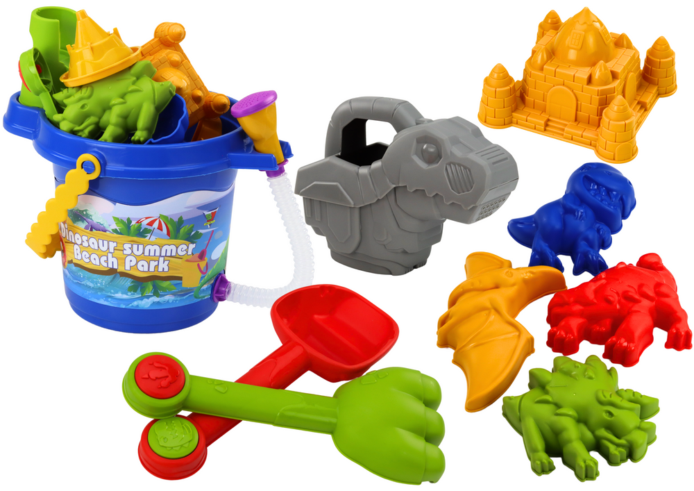 mamido Sada na piesok vedierko so sprchou lopatka hrable formičky dinosaury