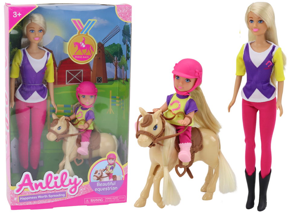mamido  Sada bábika Anlily s dieťaťom a poníkom - Jazdecký klub