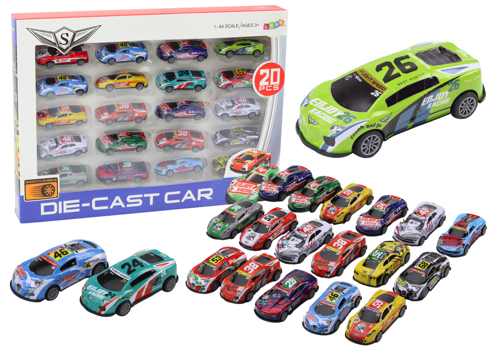 mamido Súprava športových závodných autíčok 1:64 20 ks