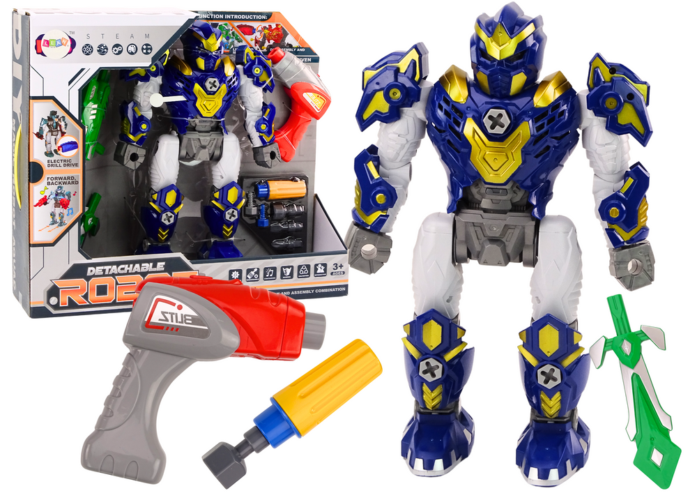 mamido  Skrutkovací robot s vŕtačkou, skrutkovačom, svetlami a zvukom, tmavomodrý