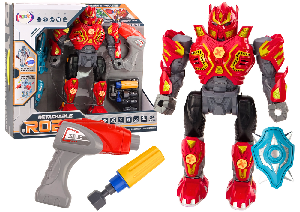 mamido  Skrutkovací robot Zbraň Vŕtačka Skrutkovač Svetla Zvuk Červený