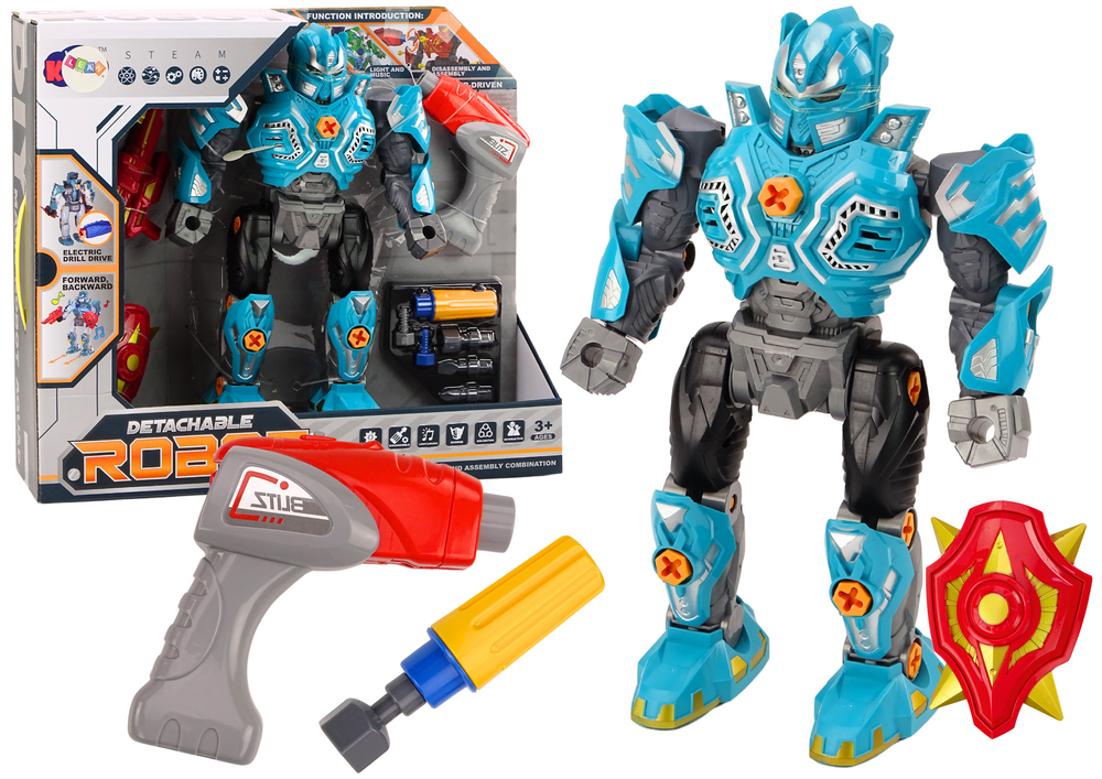 mamido  Skrutkovací robot zbrane vŕtačka skrutkovač svetla a zvuky tyrkysový