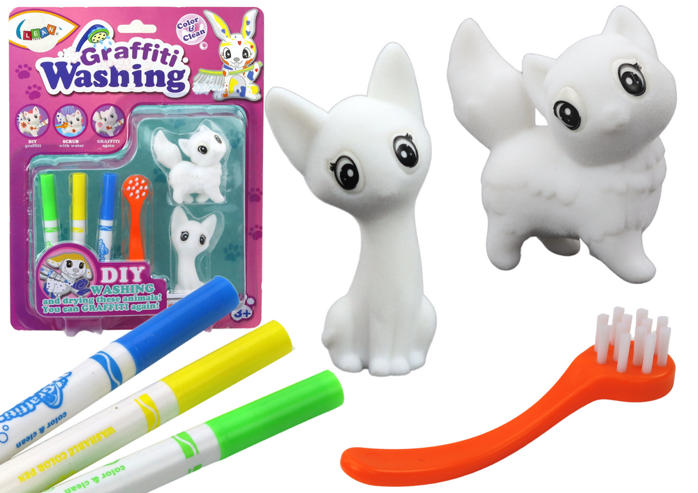 mamido  Umelecká sada DIY Mačičky 2 ks Fixy Kefa