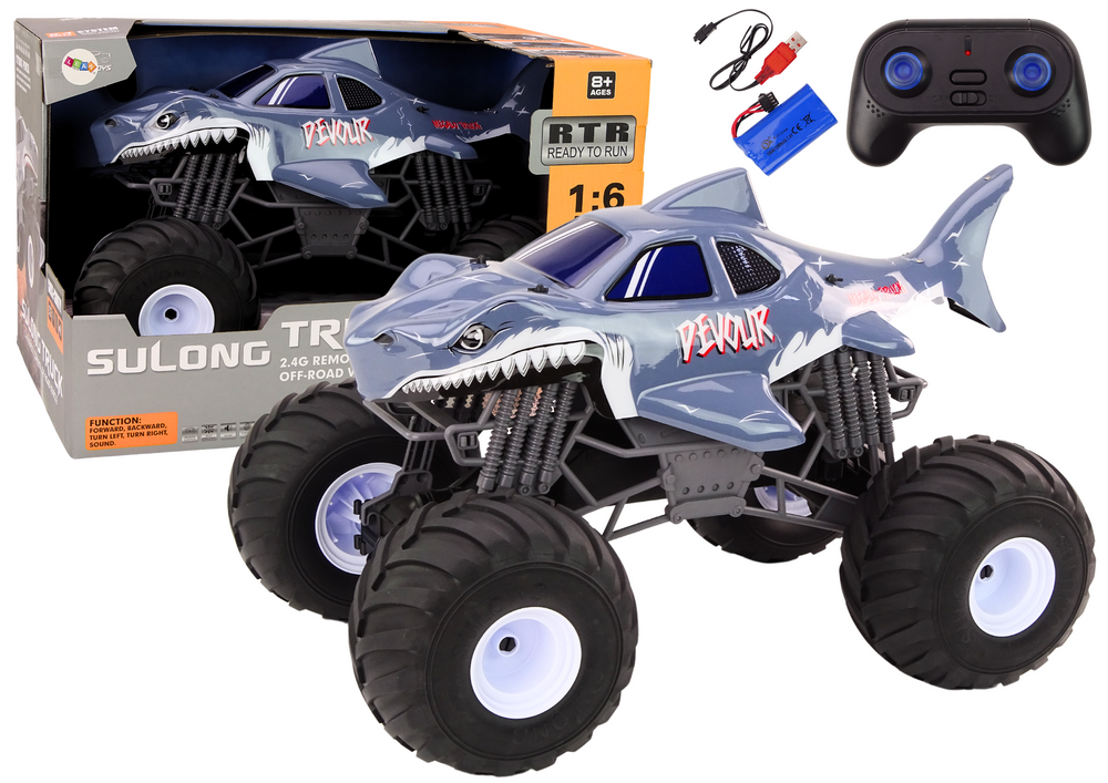 mamido Veľké terénne auto na diaľkové ovládanie 2.4G RC 1:6 Žralok
