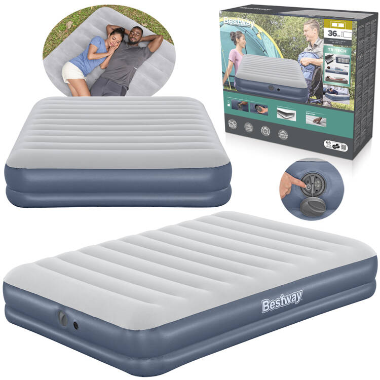 mamido Bestway nafukovací matrac Queen Tritech Air s pumpičkou pre 2 osoby 203x152x36
 cm