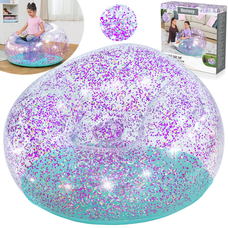 Bestway trblietavé nafukovacie kreslo Glitter Dream 114 x 112 x 66 cm