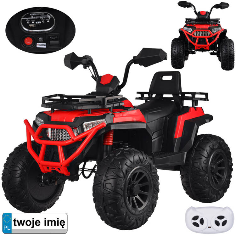Detská elektrická štvorkolka 4x4 s plynovým tlmičom v rukoväti červená