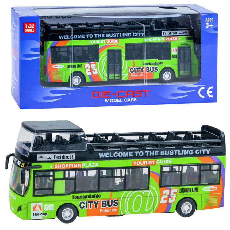 mamido Kovový poschodový autobus s otváracími dverami zelený