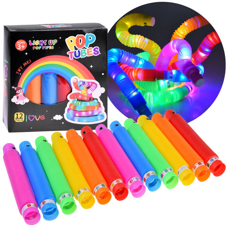 mamido POP TUBE svietiace senzorické trubičky LED 12ks
