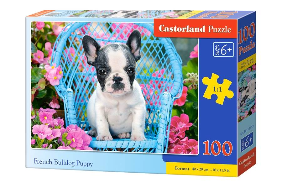 Puzzle 100 dielikov s motívom šteňaťa buldoga