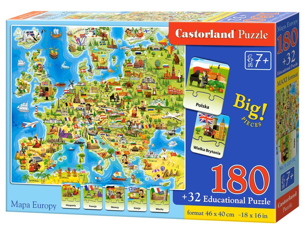 mamido Puzzle Castorland Mapa Európy 180 dielikov Kvíz
