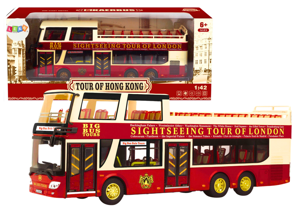mamido Dvojposchodový výletný autobus 1:42 červený