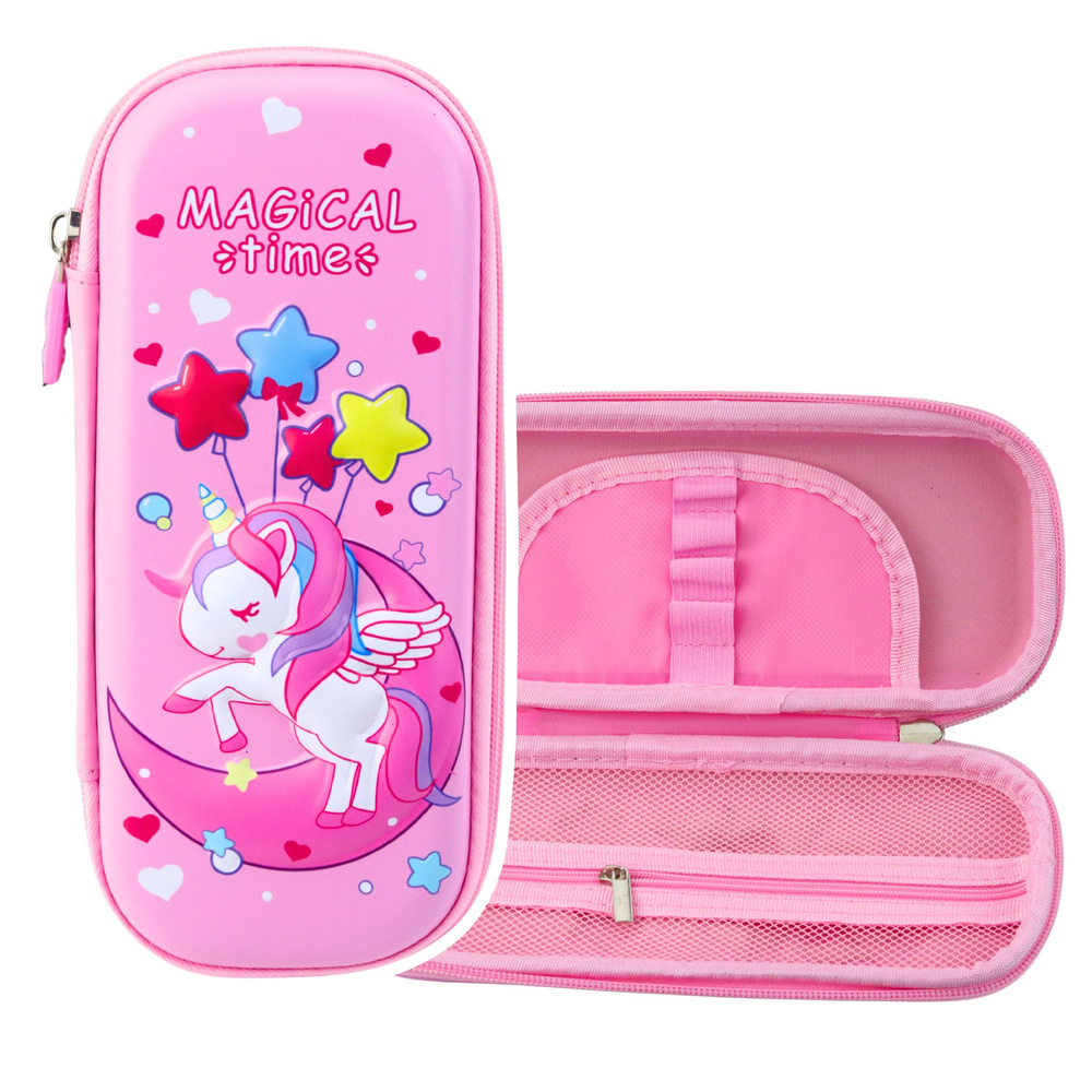 mamido  Školský rozkladací peračník s 3D Jednorožcom 23x10x5 cm fialový