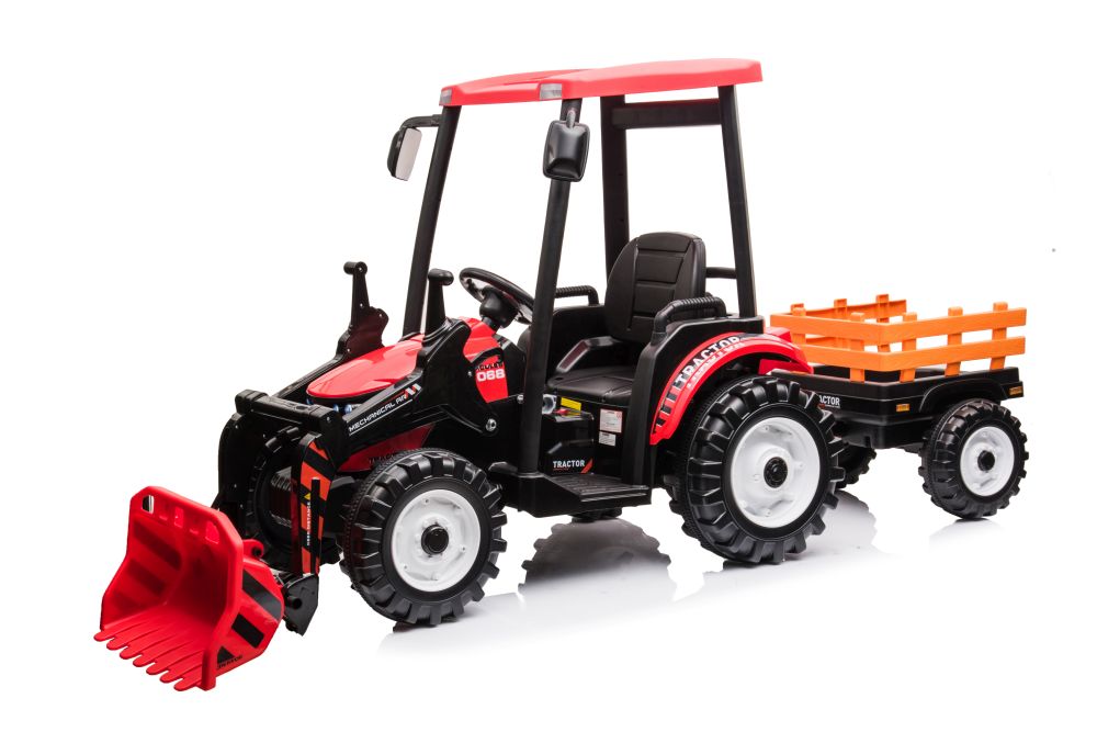 Detský elektrický traktor Hercules s prívesom 24V červený