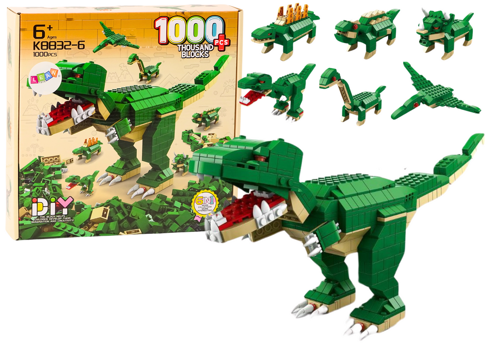 Stavebnica Dinosaurov 6v1 1000 dielikov