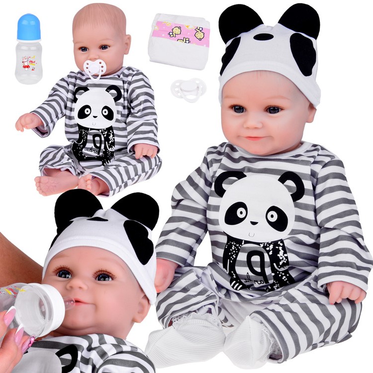 mamido Rozkošná mäkká bábika chlapček 45cm s panda pyžamkom