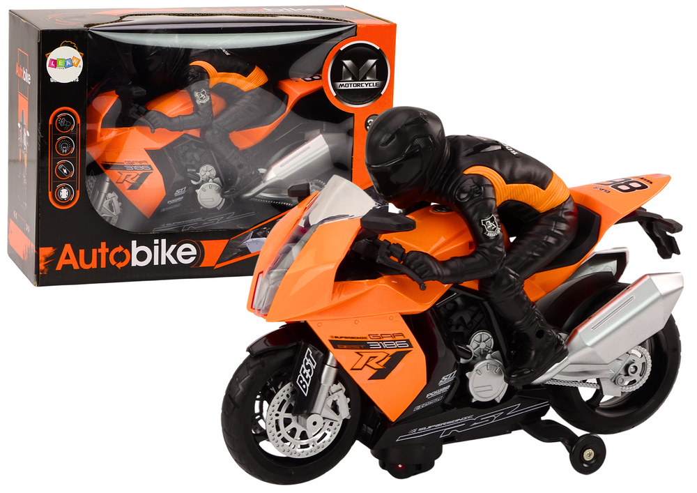 Motorka s motorkárom as efektmi oranžová