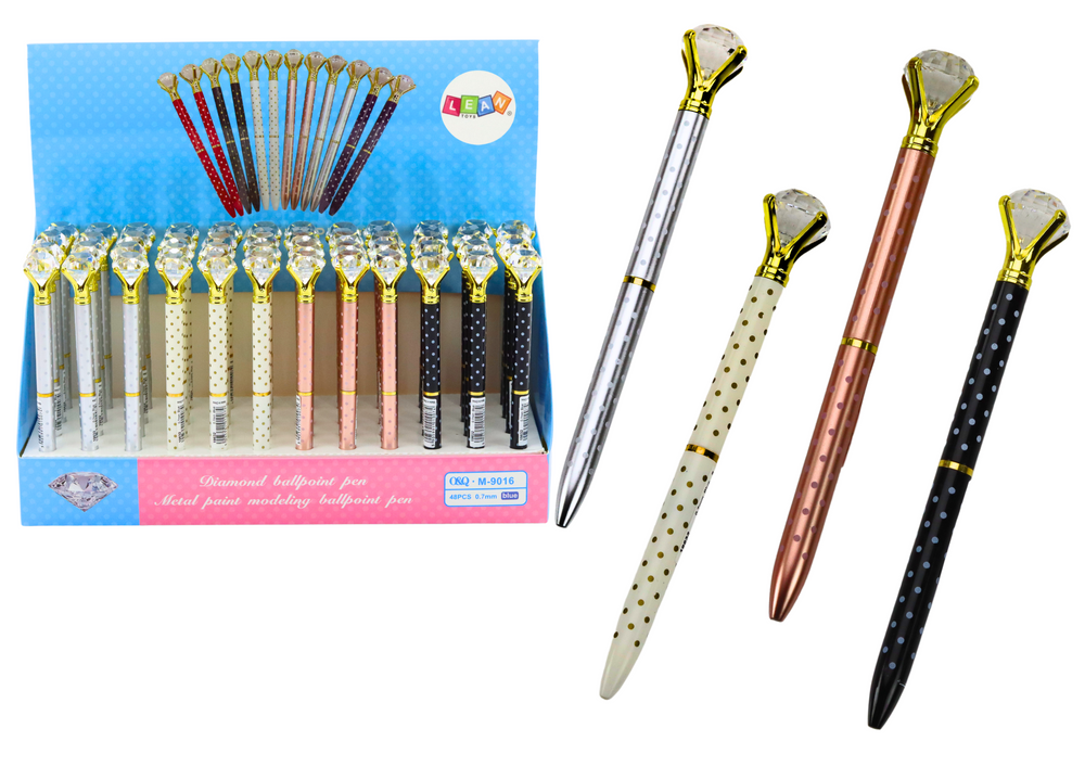 mamido  Propiska s diamantom a bodkami modrý atrament 0,7 mm mix