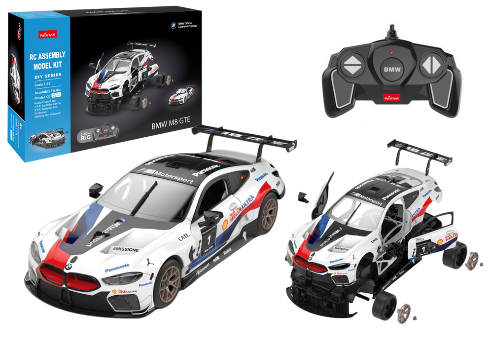 RASTAR Stavebnica BMW M8 GTE na diaľkové ovládanie 1:18 Rastar 66 dielov bielej