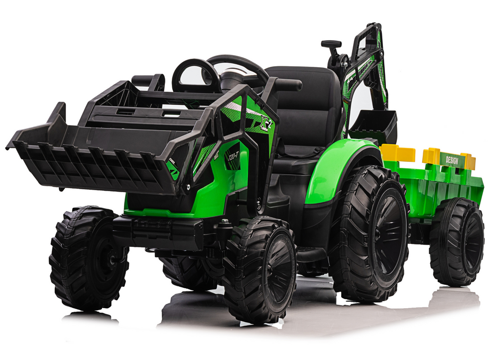 Detský elektrický traktorbager s prívesom SX2068 zelený