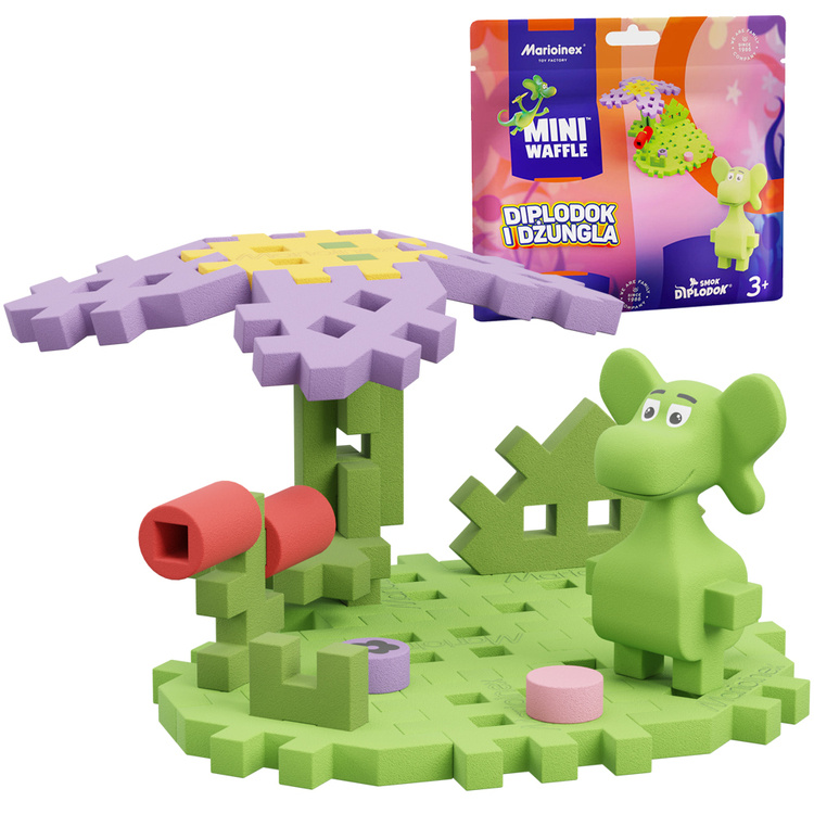 mamido Marioinex Diplodocus Drak a džungľa Mini vafle 25 dielikov + figúrka
