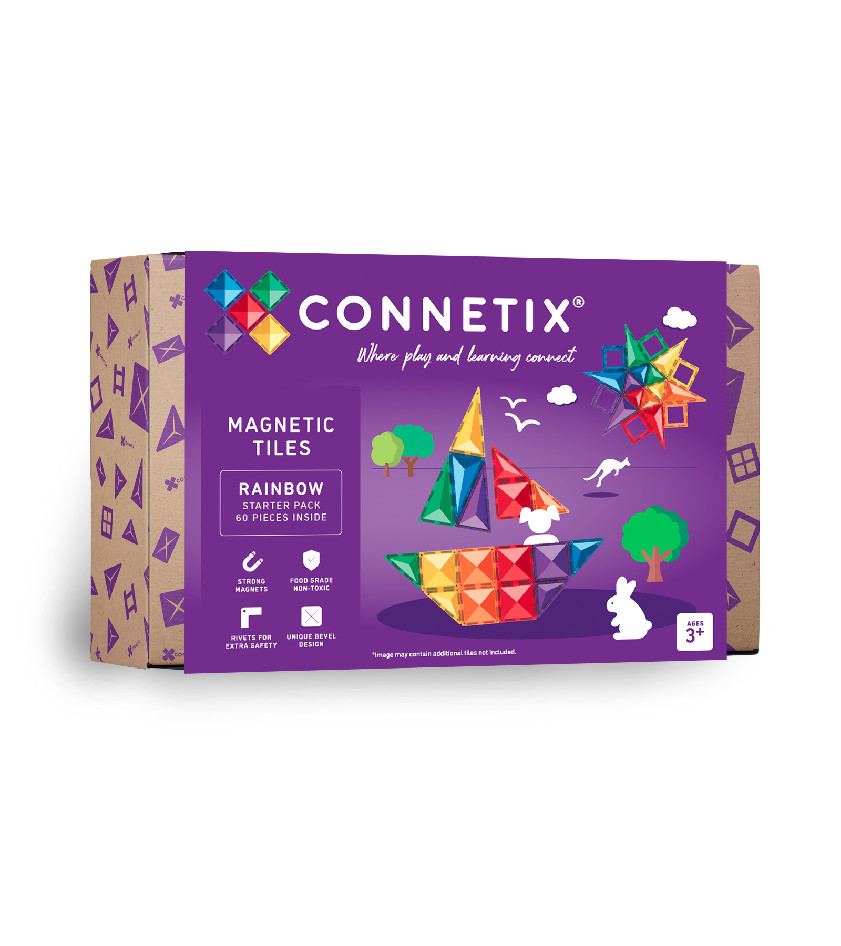 Connetix Connetix Tiles - Magnetická Stavebnica Dúhová Štartovací Set 60 ks