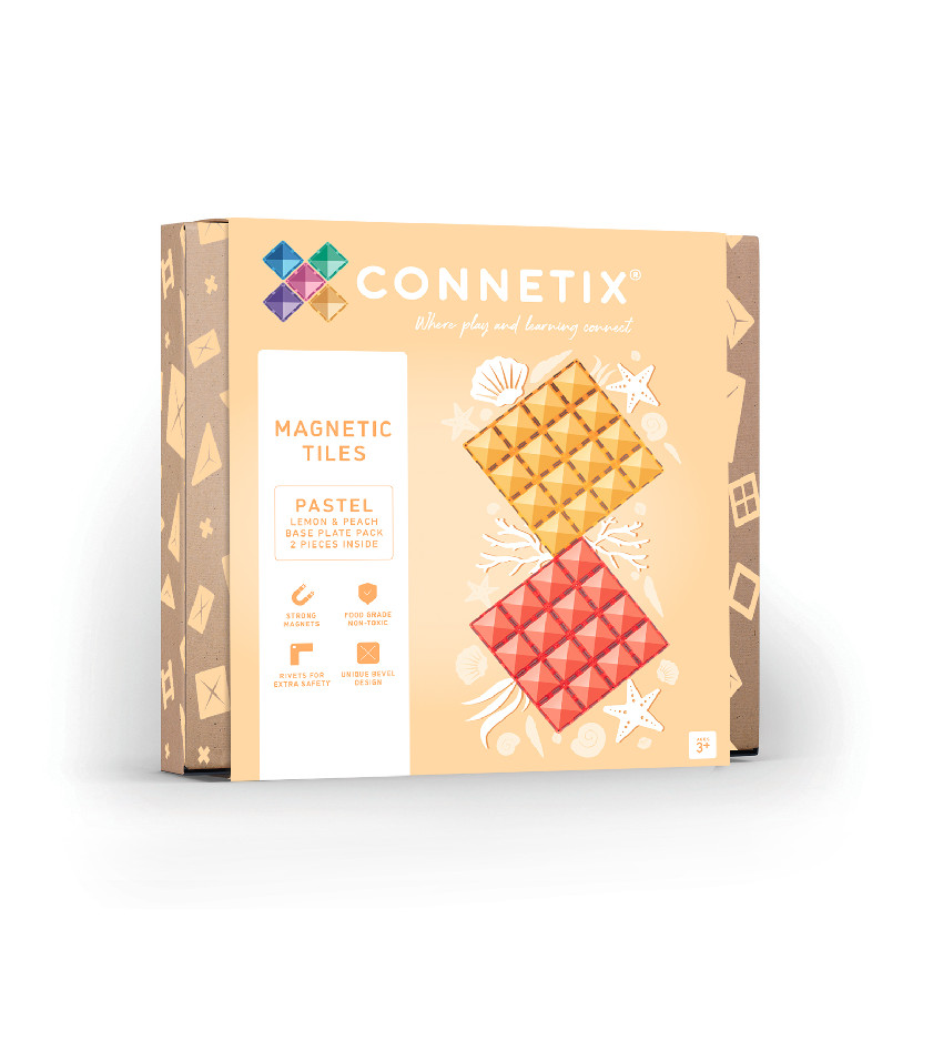 Connetix Connetix Tiles - Magnetické Základne Pastelová Lemon & Peach 2 ks