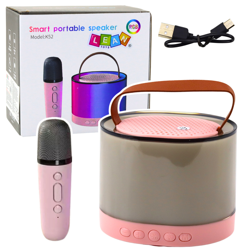 mamido Bezdrôtový karaoke reproduktor s mikrofónom K52 RGB Bluetooth ružový