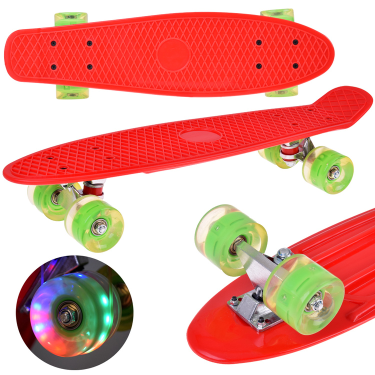 mamido LED skateboard so svietiacimi kolieskami červený