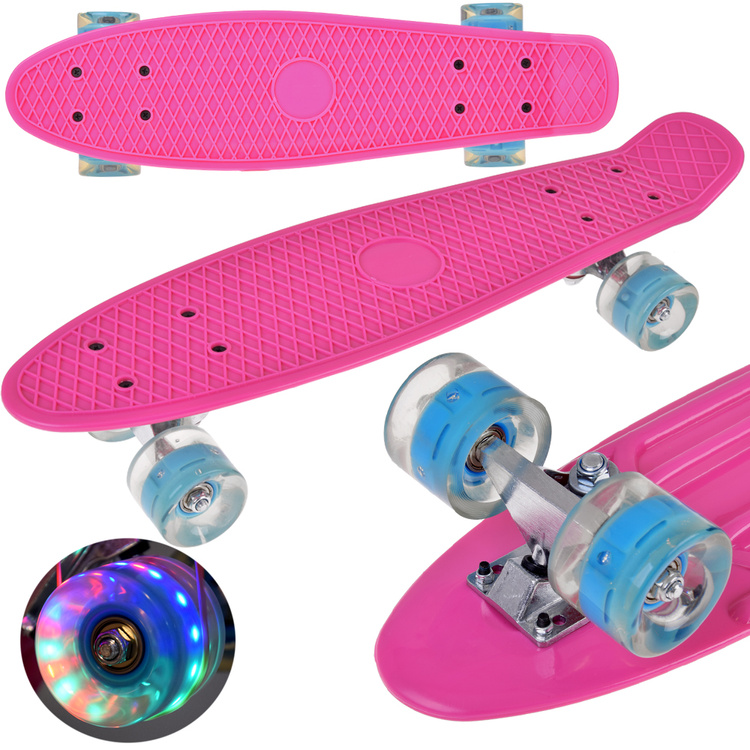 mamido LED skateboard so svietiacimi kolieskami ružová